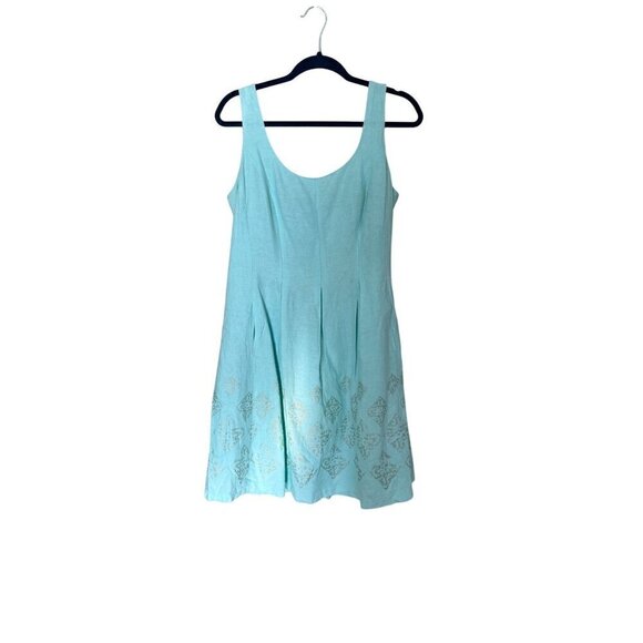Nine West  Sleeveless A-Line Dress Sz 12  Diamond Pattern Vacation Lagom Resort - Picture 1 of 9